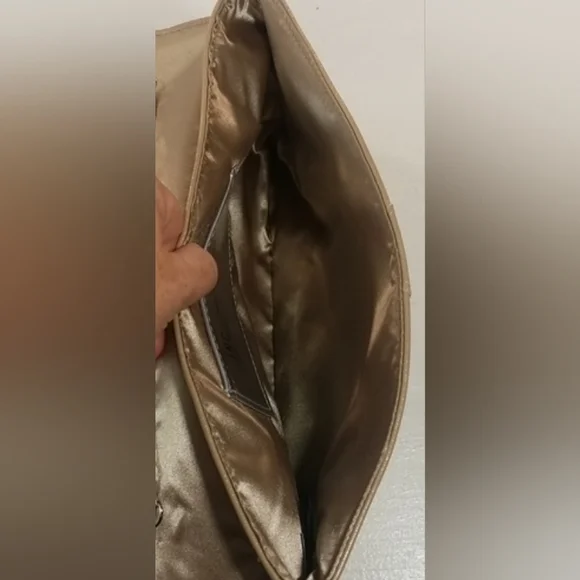 INC Lilly Beige Faux Leather Gold Chain Clutch Shoulder Bag - Picture 13 of 13